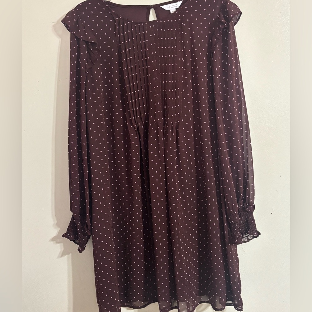 LC Lauren Conrad Beautiful Maroon Dress with White Dot